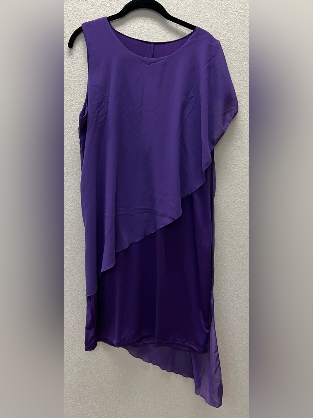 Unbranded - 2XL - New No Tags  Purple Asymmetric Overlay Sleeveless Dress